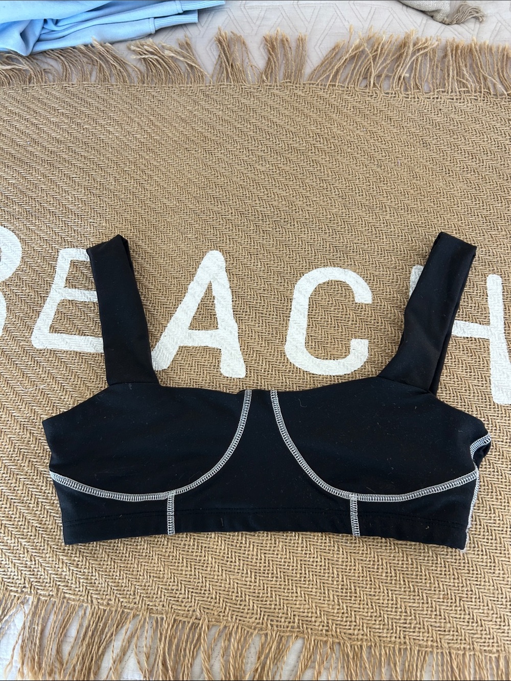 WeWoreWhat Black Bralette with Contrast Seams